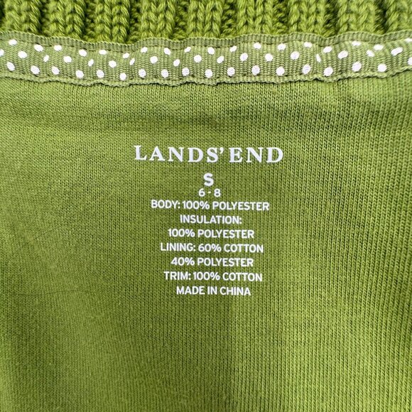 Lands' End Women's Small  Green Fleece Zip Up Wide Ribbed Knit Collar Vest - Picture 7 of 8